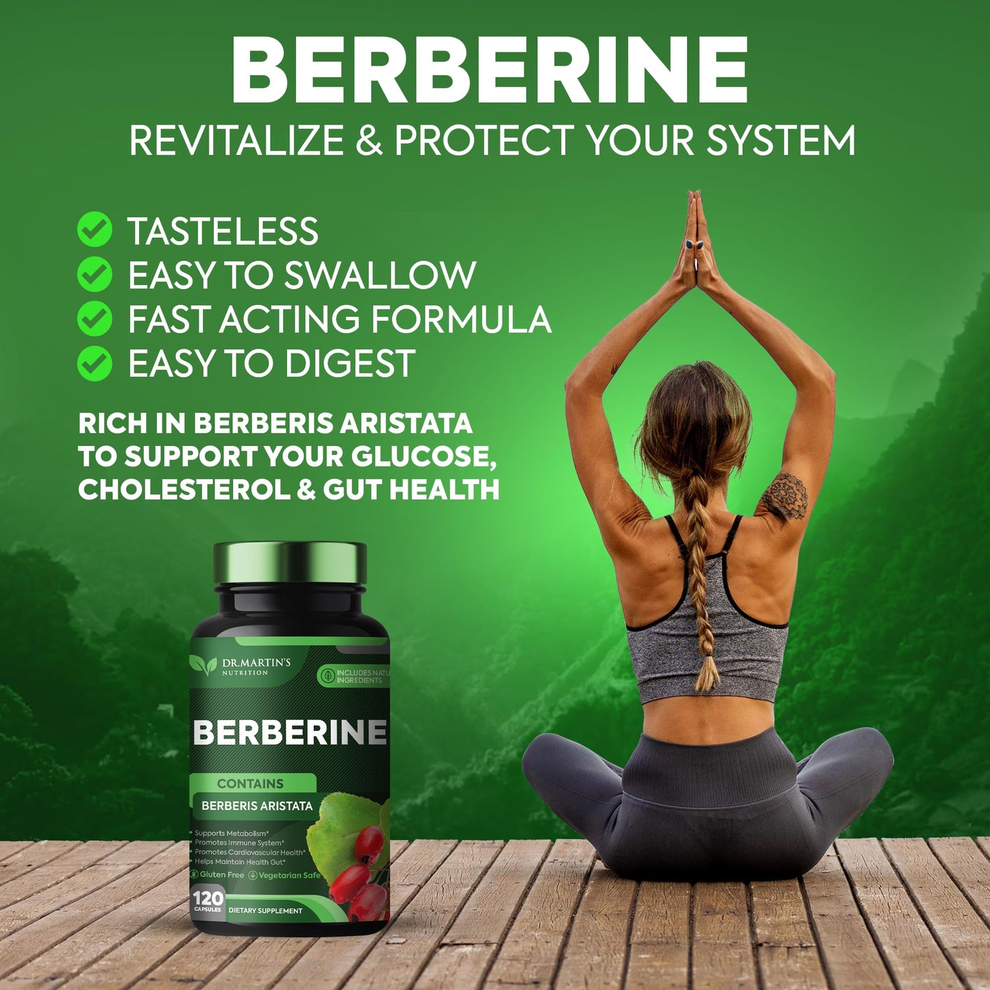 Potent 1200mg Berberine Supplement | 120 Capsules | Berberine HCL Supplement For Healthy DR. MARTIN'S NUTRITIONBuy Supplements Australia