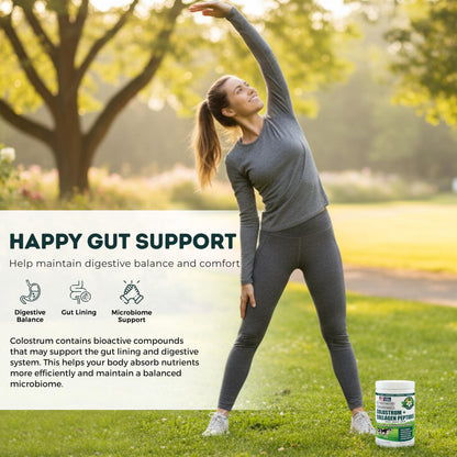 Bovine Colostrum and Hydrolyzed Collagen Peptides Powder Supplement for Women & Men - Supports Gut Health, Joint & Bone Health, Hair Skin Nails - Grass-Fed, Non-GMO, Gluten Free, 300g (30 Servings) OVIDABuy Supplements Australia