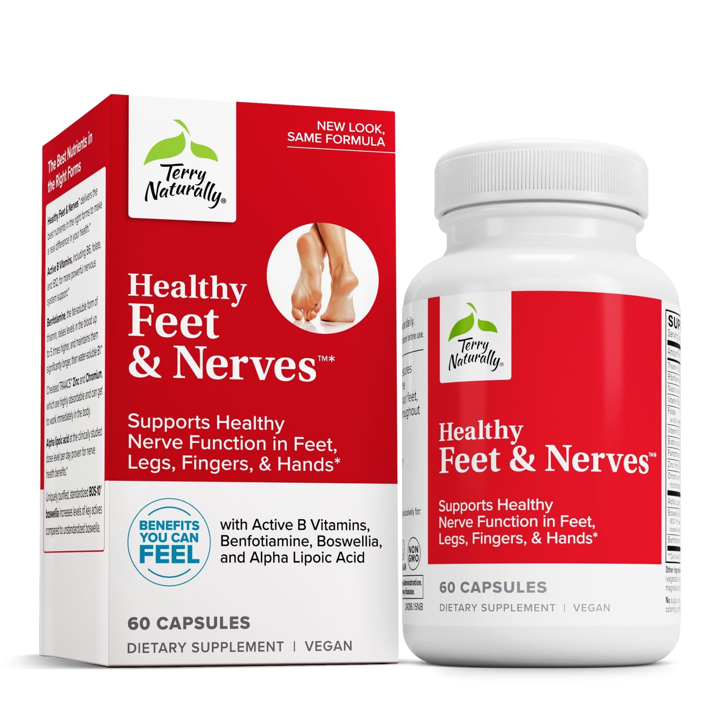 Terry Naturally Healthy Feet & Nerves - Herbal Supplement with Bioactive Vitamin B12 - Circulation & Nerve Health Support Supplement - Vegan Capsules with Boswellia Serrata - 60 Capsules Terry NaturallyBuy Supplements Australia