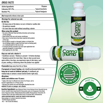 Cannanumb Pain Relief Roll On with Lidocaine, Fast Acting Pain Relief with Arnica + Boswellia + Menthol - 2.5oz CannanumbBuy Supplements Australia