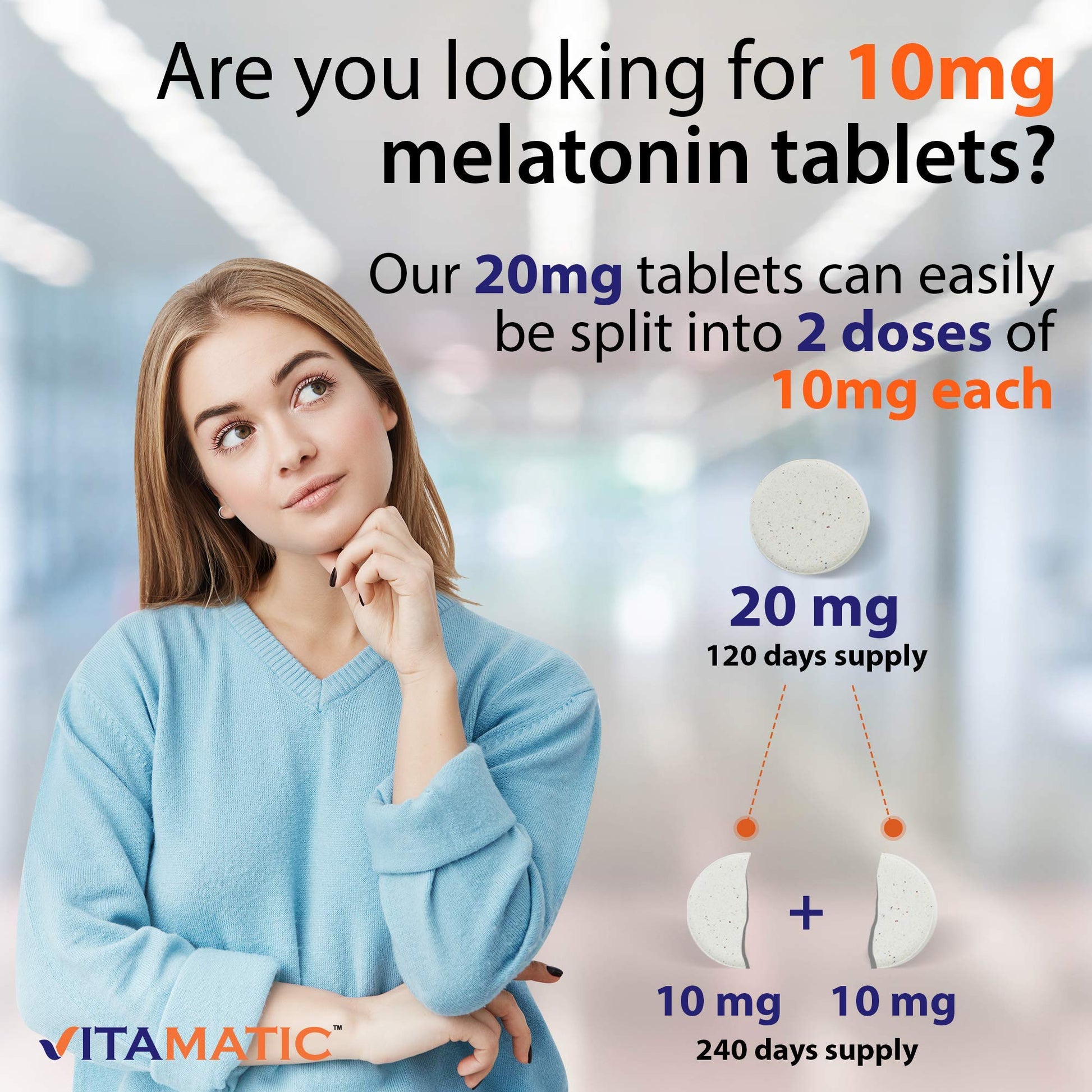 Vitamatic Melatonin 20mg Tablets | Vegetarian, Non-GMO, Gluten Free VitamaticBuy Supplements Australia