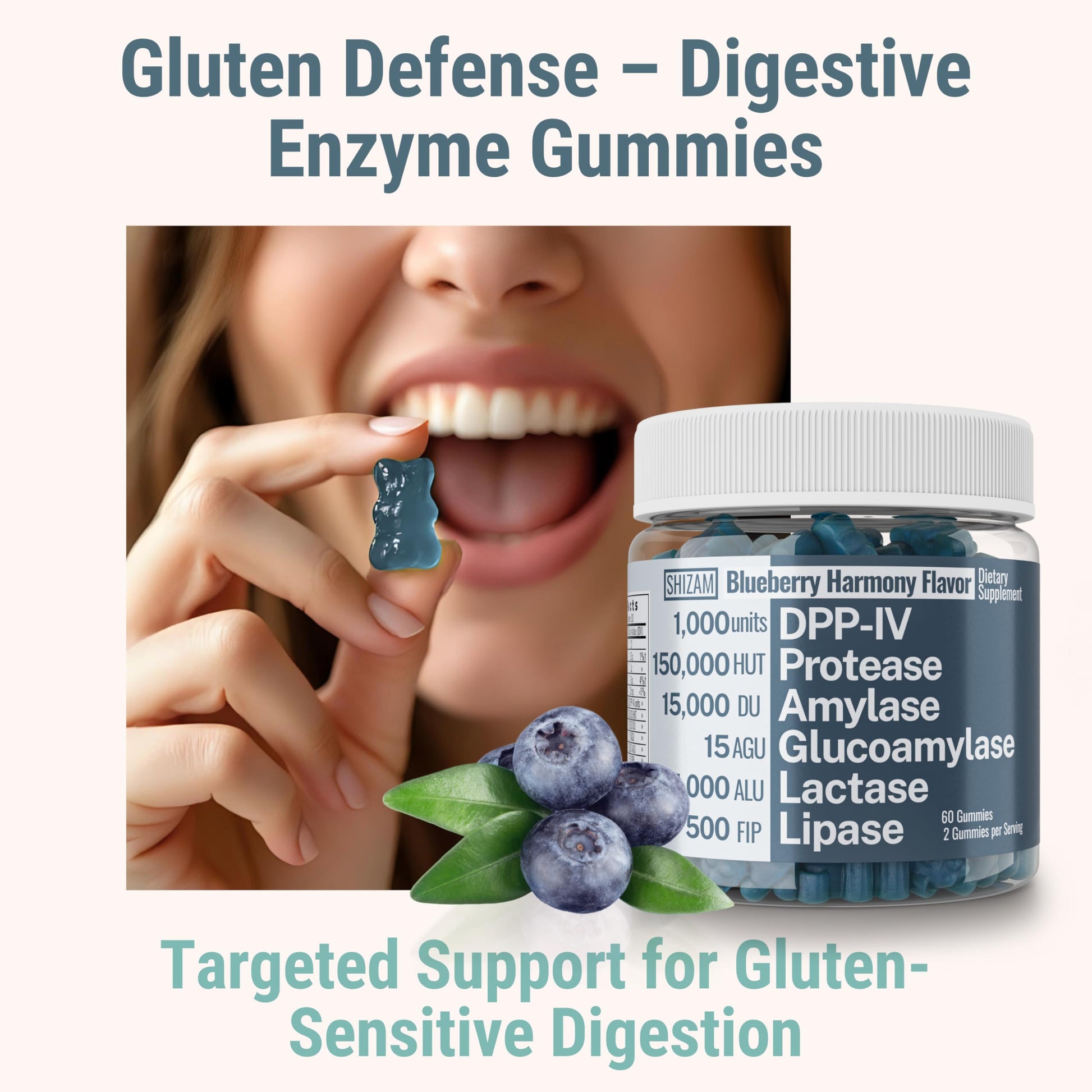 Gluten & Lactase Digestive Enzyme Gummies – Lactase Pancreatic Enzymes with DPP‑IV Lipase Gluco‑Amylase Lactase, Drops Chewables Capsules Pills Powder Supplement Alt, Pancreatic Support, for Kids SHIZAMBuy Supplements Australia