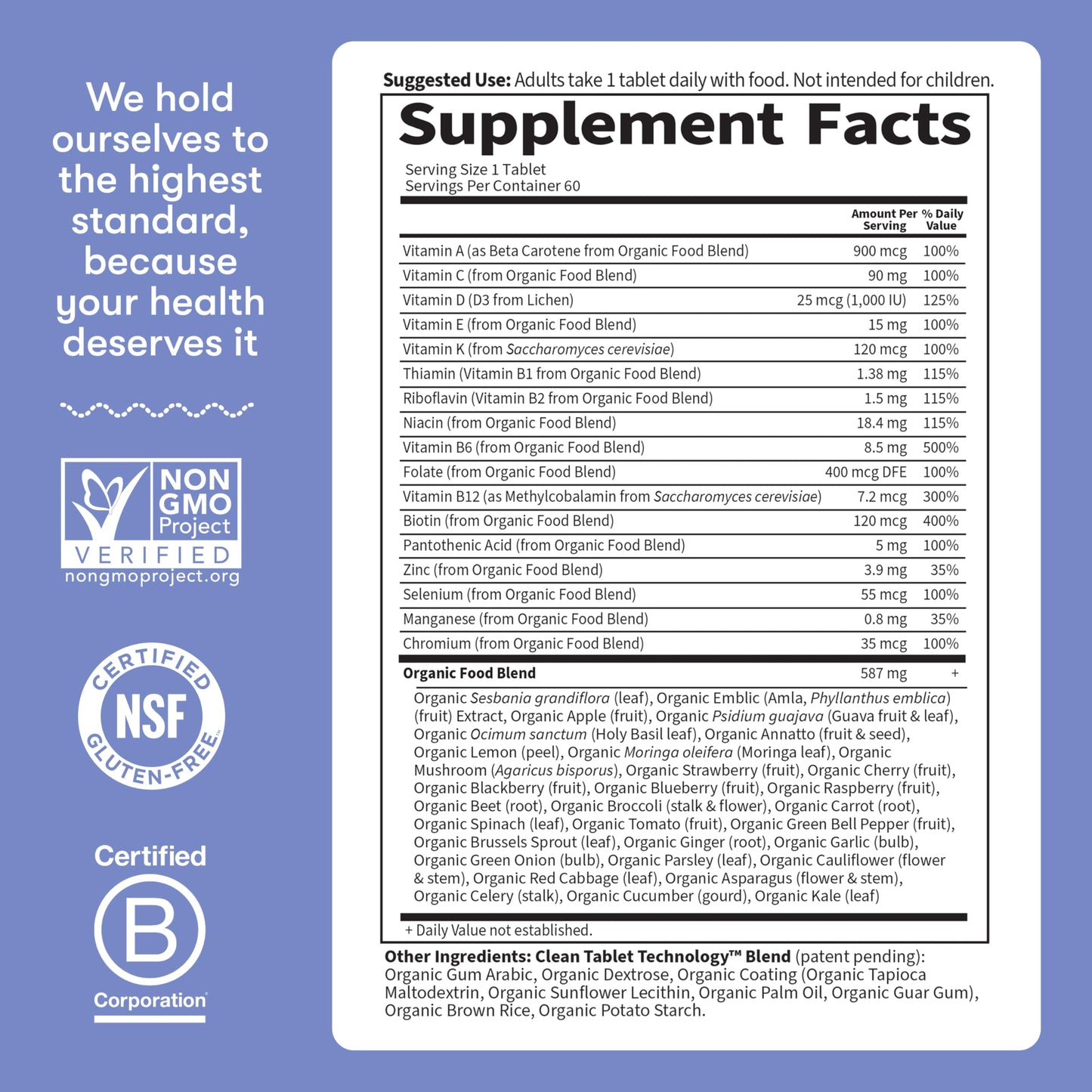 Garden of Life Once Daily Whole Food Multivitamin for Men, Organic Mens Vitamins & Minerals, Vitamin C, Zinc, Vegan, for Health & Well-Being, 60 Tablets Garden of LifeBuy Supplements Australia