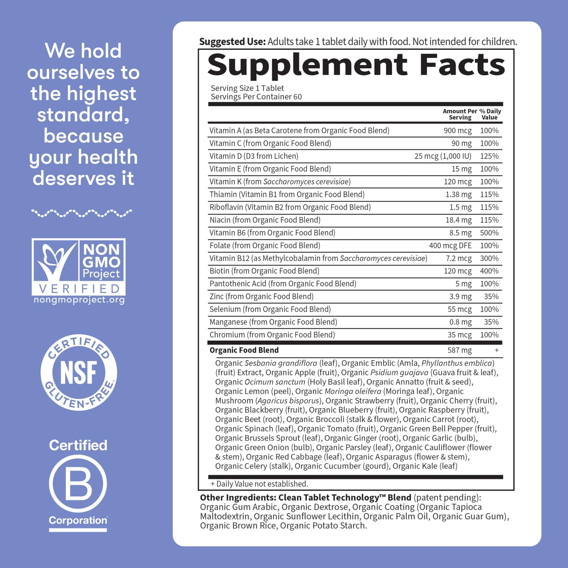 Garden of Life Once Daily Whole Food Multivitamin for Men, Organic Mens Vitamins & Minerals, Vitamin C, Zinc, Vegan, for Health & Well-Being, 60 Tablets Garden of LifeBuy Supplements Australia