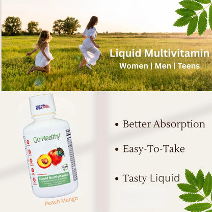 Go Healthy Liquid Vitamins for Women, Men, Teens | Vegan Vitamin & Mineral | High Absorption | Premium Liquid Multivitamin | Go Healthy Natural