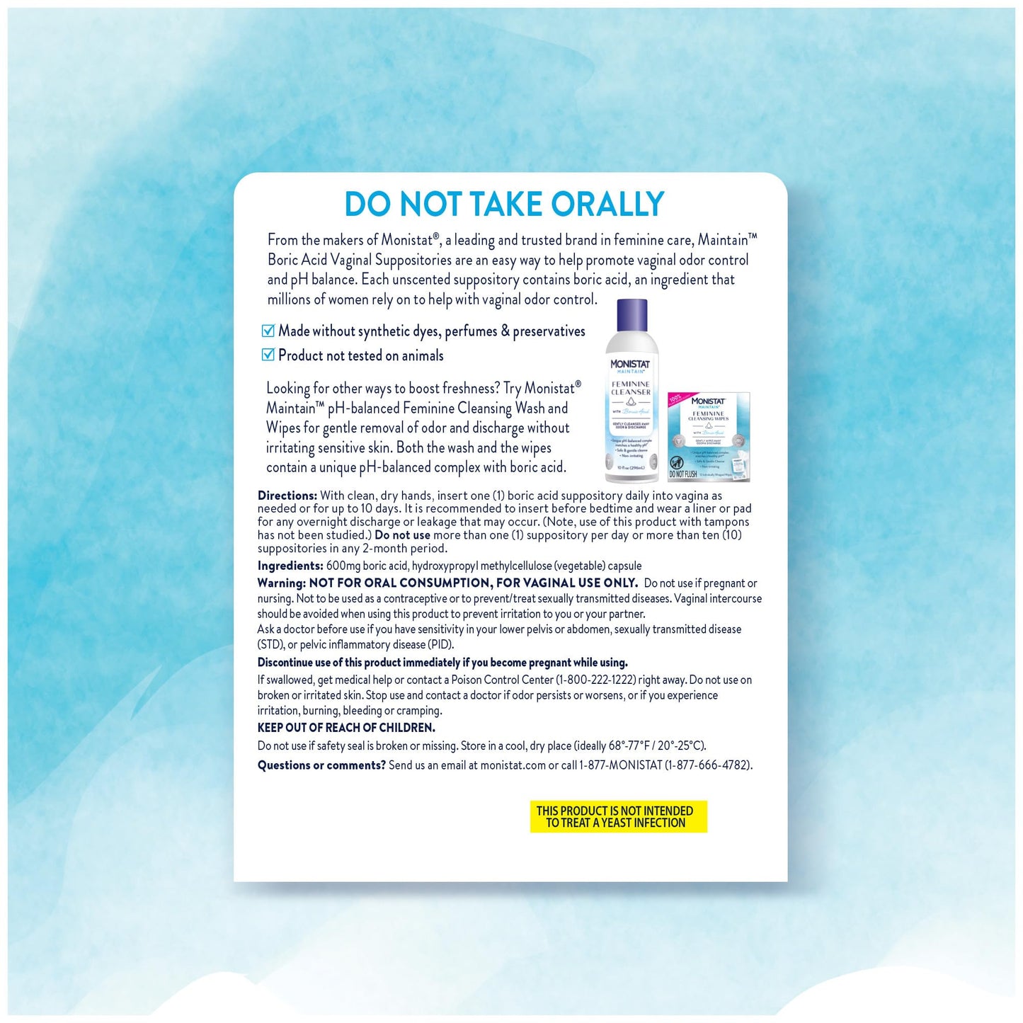 from The Makers of Monistat, Maintain Boric Acid Suppositories for Women, 600 Mg of Boric Acid, 30 Ct, 1 Pack MonistatBuy Supplements Australia
