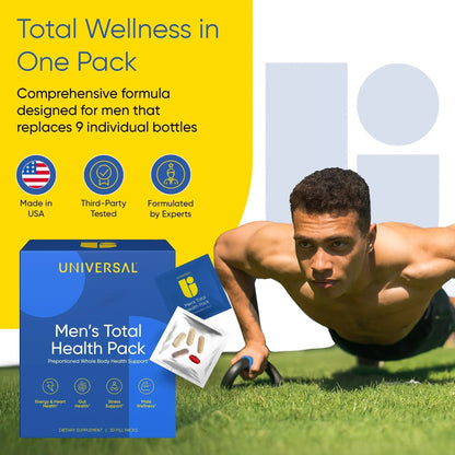 Men's Total Health Daily Vitamin Packs - 22 Essential Minerals & Vitamins for Men, All-in-One Multivitamin Supplement for Energy Universal UBuy Supplements Australia