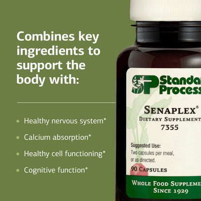 Standard Process Senaplex - Nervous System Support with Niacin, Vitamin B12 & B6 - Supports Brain Health & Cellular Health - Offers Antioxidant Activity - Non-Dairy - 90 Capsules (45 Servings) Standard Process Inc.Buy Supplements Australia