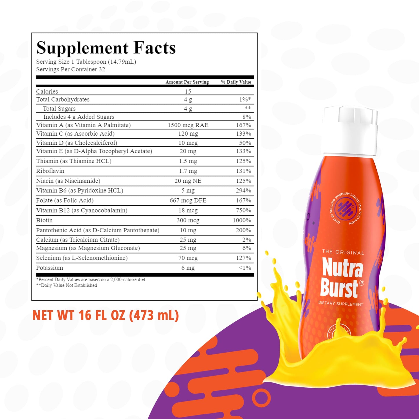 Total Life Changes NutraBurst - Liquid Multivitamin, Daily Nutritional Support, Packed with Essential Vitamins and Minerals, 16 fl. oz NUTRA BURSTBuy Supplements Australia