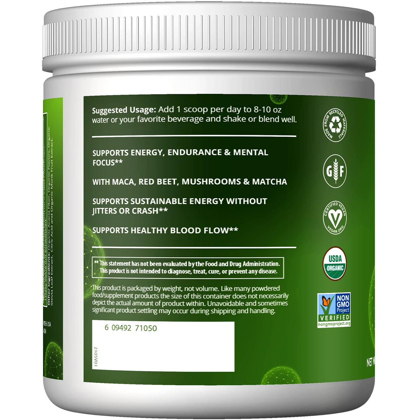 MRM Nutrition Organic Pre-Workout Powder | Black Cherry Flavored | Superfoods MRMBuy Supplements Australia
