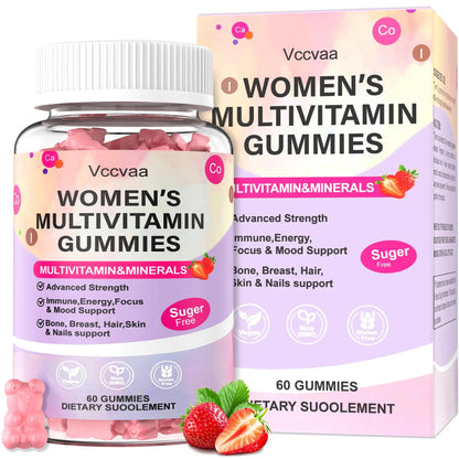 Vccvaa Sugar Free Multivitamin Gummies for Women 14+ with Iron, Inositol, Folate, Vitamins A C D3 E B12 K2, Herbal & Mineral Blend VccvaaBuy Supplements Australia
