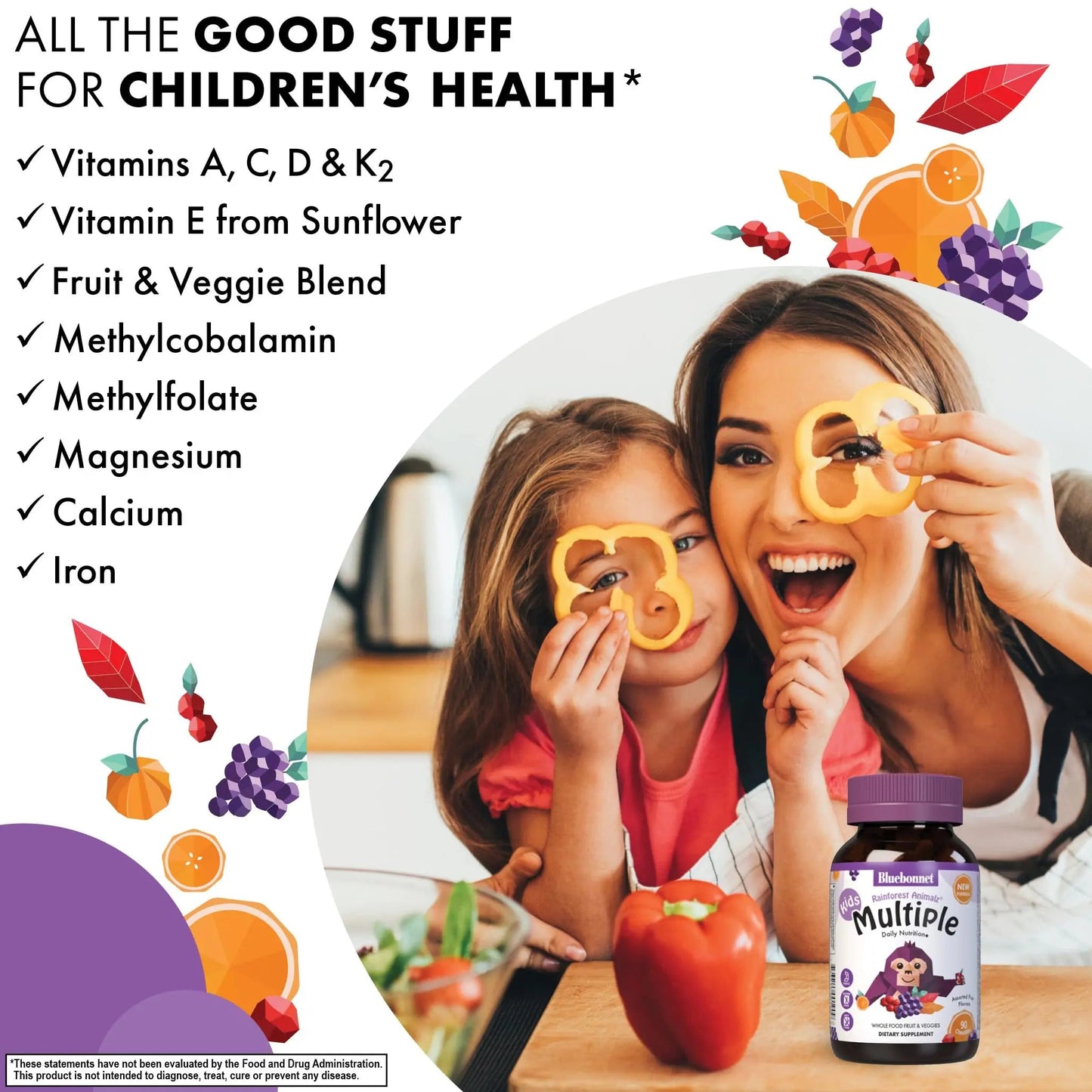 Bluebonnet Nutrition Rainforest Animalz Whole Food Based Multiple Chewable Tablets, Kids Multivitamin & Mineral, Vitamin C, D3, Iron BlueBonnetBuy Supplements Australia