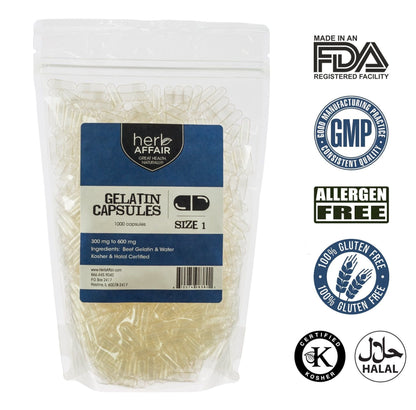 Herb Affair Clear Empty Gelatin Capsules Size 1-1000 Count – Holds 300-600mg - Great for Dogs and Kids Medication - Works with Most Capsule Fillers Herb AffairBuy Supplements Australia