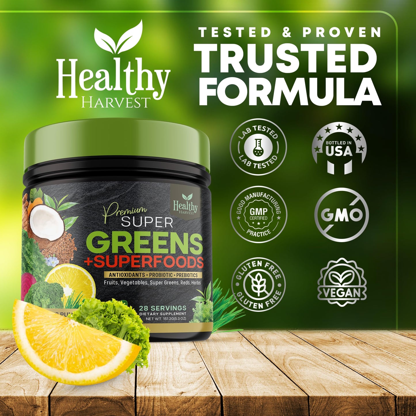 Greens Powder Superfood Supplement - Super Green Reds Smoothie Mix Blend with Spirulina Healthy Harvest NutritionBuy Supplements Australia