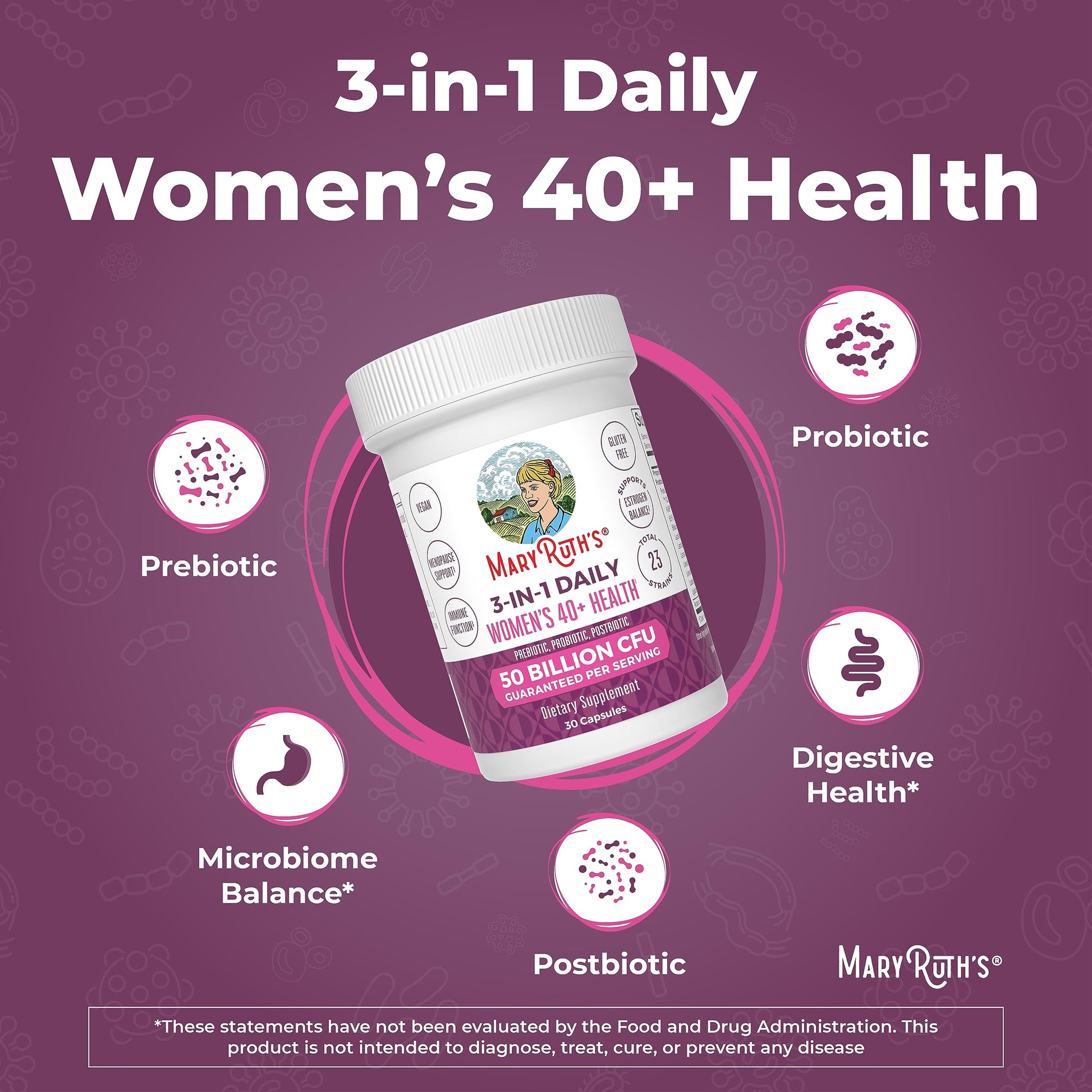 Mary Ruth's 3 in 1 Women's 40+ Health Probiotic, 30 CT MaryRuth OrganicsBuy Supplements Australia