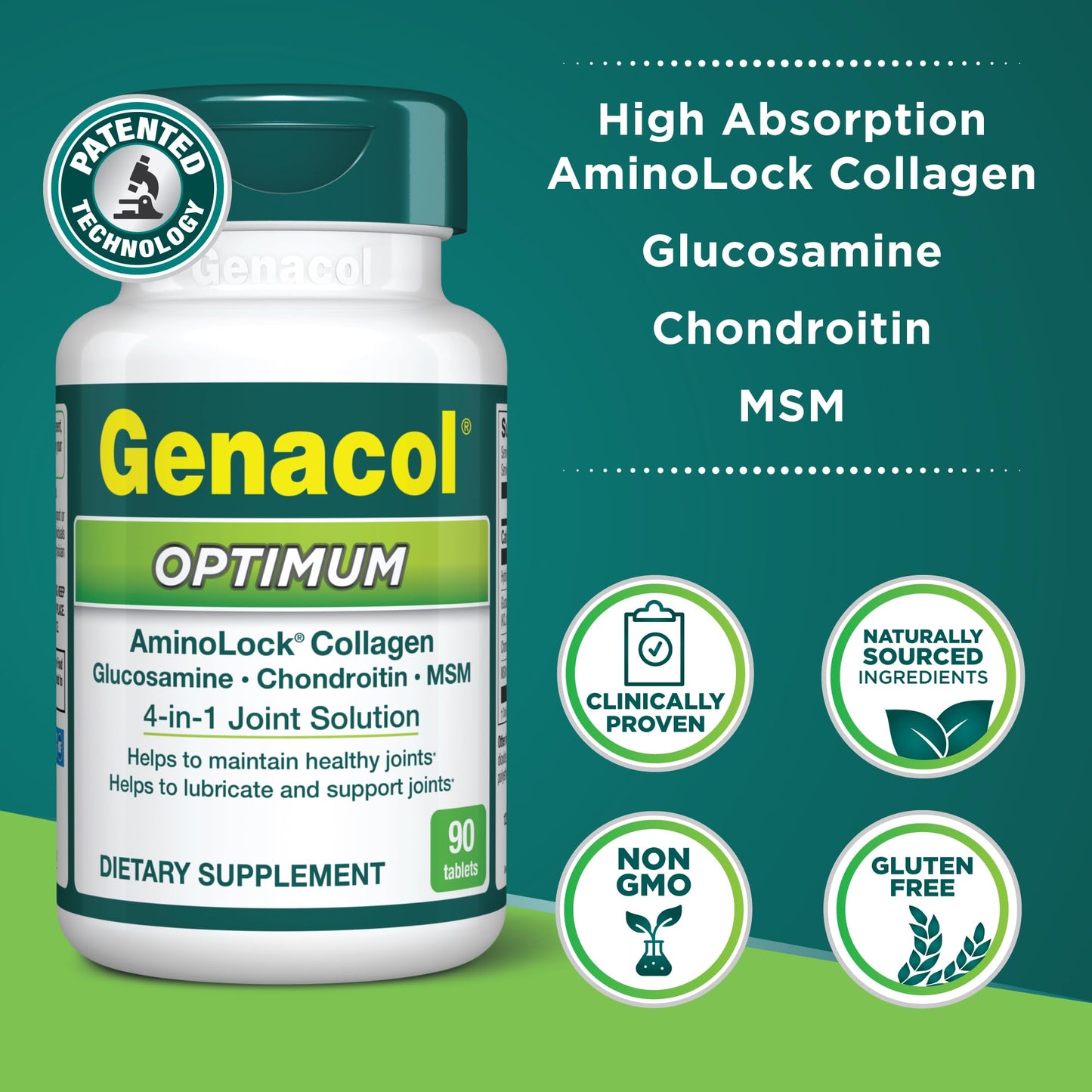 Genacol Optimum – Glucosamine, Chondroitin, MSM and Ultra-Hydrolyzed Collagen Tablets, Maintains Healthy Joints, Protects & Lubricate Cartilage, 90 Tablets (30-Day Supply) GenacolBuy Supplements Australia