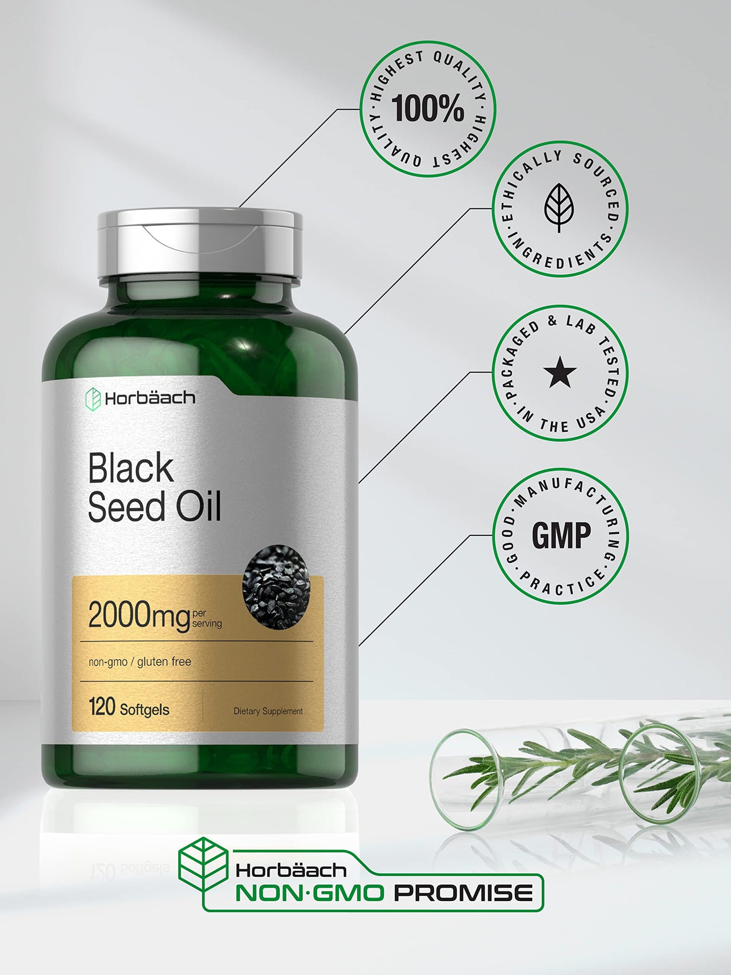 Black Seed Oil 2000mg | 120 Softgel Capsules | Cold Pressed Nigella Sativa Pills HorbäachBuy Supplements Australia