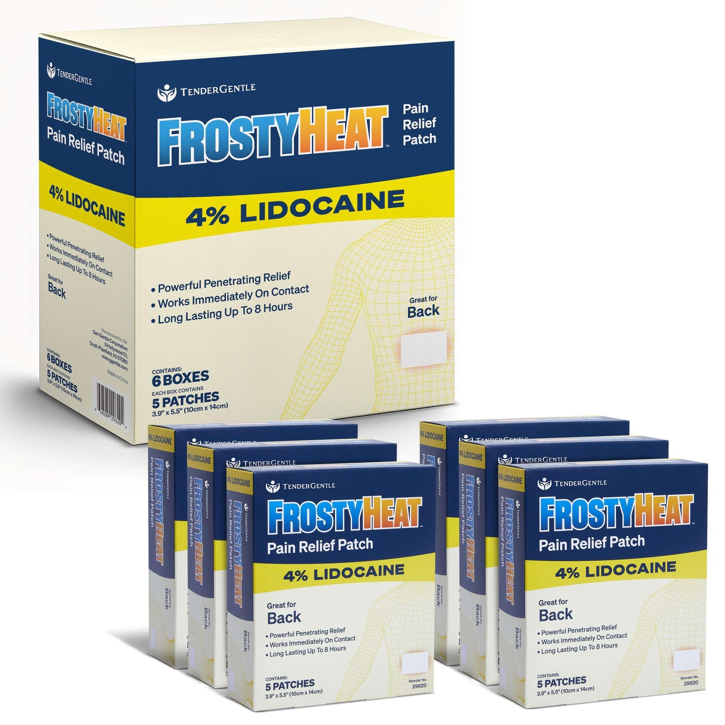 TenderGentle Four Percent Lidocaine Patches - 30 Back Pain Relief Patches with 4% Lidocaine for Aches, Muscle and Joint Discomfort - 3.9" x 5.5" Back, Shoulder, and Neck Pain Patch TenderGentleBuy Supplements Australia