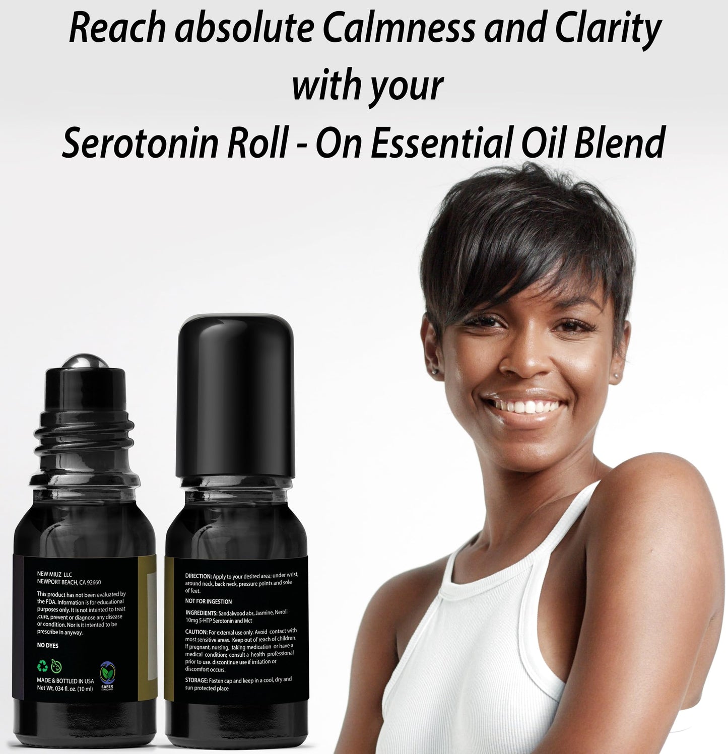 Calm Roll on Essential Oil Stress Relief Sandalwood Jasmine Destress Relaxation Calming Rolle New MiuzBuy Supplements Australia