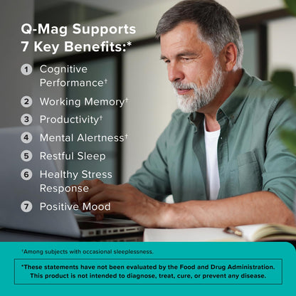 Qunol Q-Mag Magnesium L-Threonate Tablets, 2000mg of Magtein to Help Support Cognitive Performance, Improve Mental Alertness & Productivity, Supports Restful Sleep, High Absorption, 60 Count QunolBuy Supplements Australia