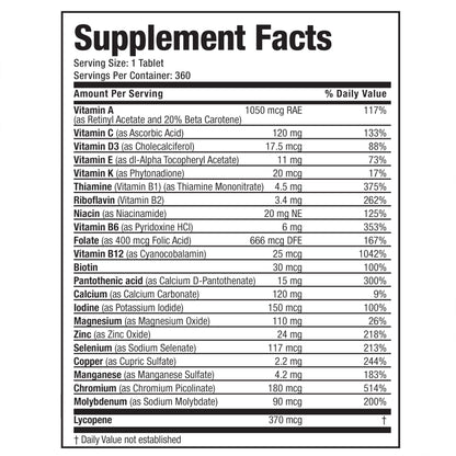 Bronson ONE Daily Mens 50+ Complete Multivitamin Multimineral, 360 Tablets BronsonBuy Supplements Australia