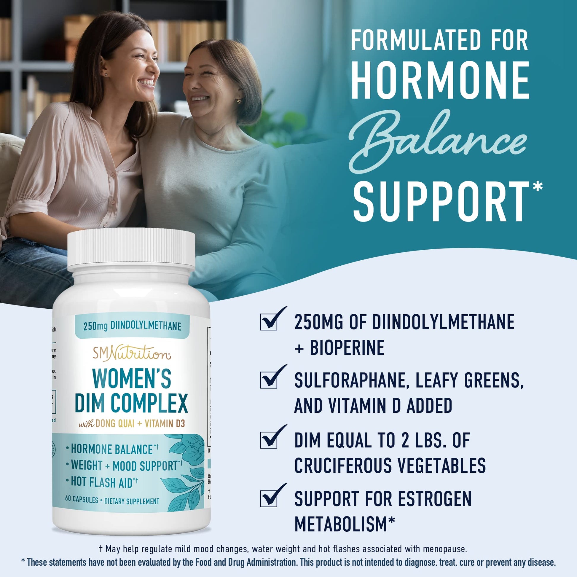 DIM Supplement 250 mg | Estrogen Balance for Women | Hormone Menopause Relief SMNutritionBuy Supplements Australia