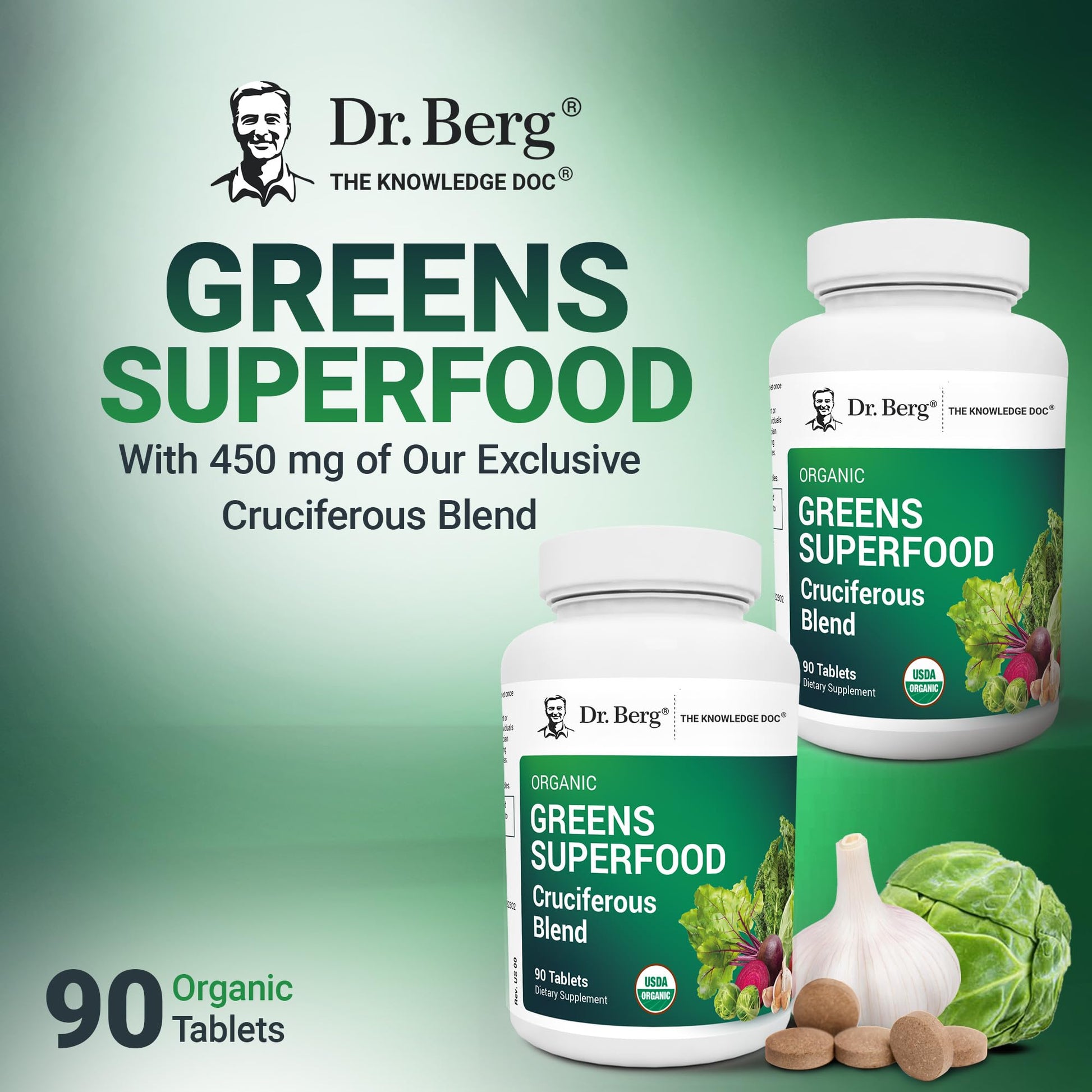 Dr. Berg's Greens Superfood Cruciferous Vegetable Tablets - Vegetable Supplements for Adults w/ 11 Phytonutrient Super Greens - Energy, Immune System & Liver Veggie Tablets - 90 Tablet Dr. Berg NutritionalsBuy Supplements Australia