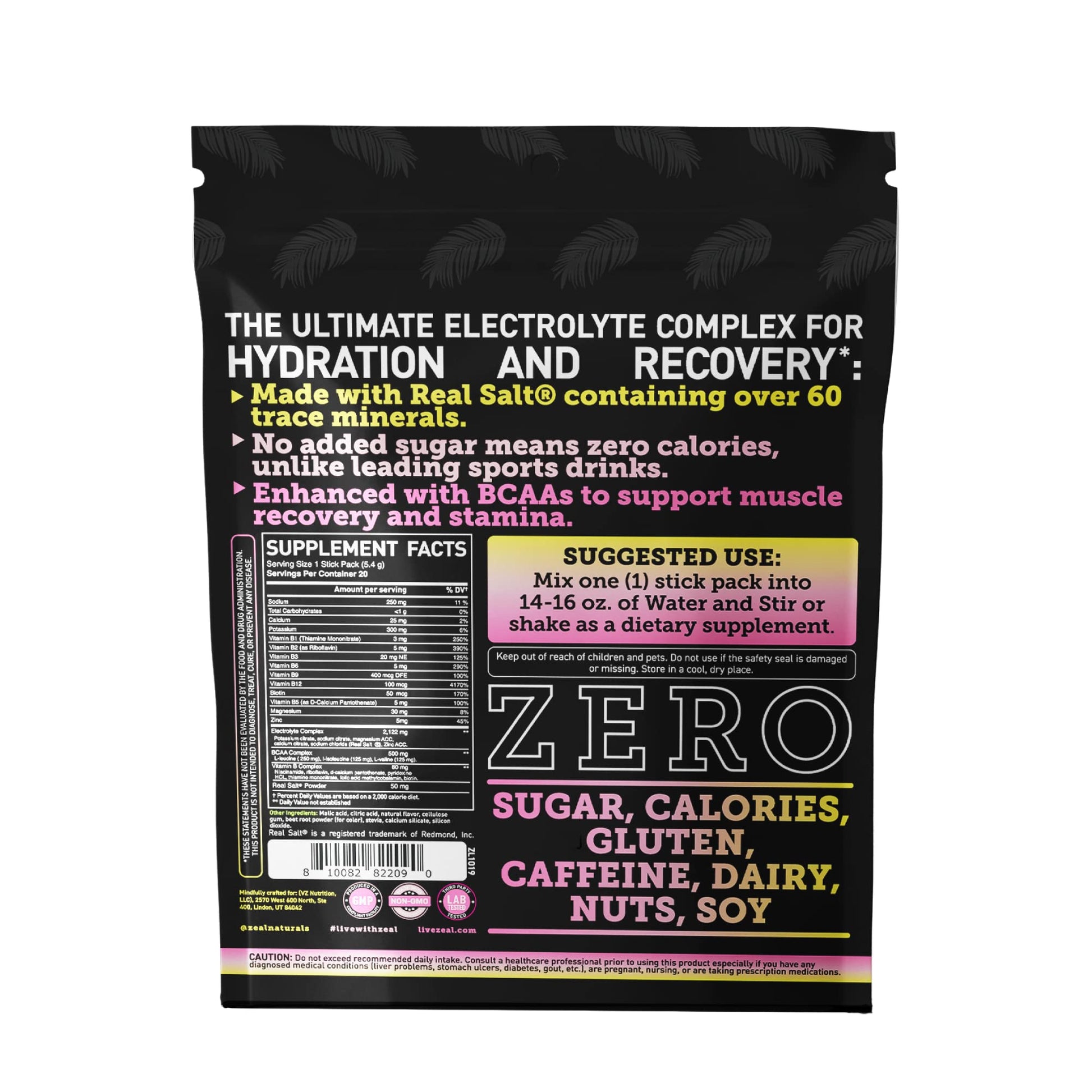 Enhanced Powder Stick Packs (Lemon Berry - 20 Packets) Sugar Free + BCAA B-Vitamins Zeal NaturalsBuy Supplements Australia