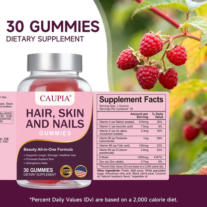 CAUPIA Hair Skin and Nails Gummies, All-in-One Advanced Formula Supports Hair Growth - Skin Health & Nail Strength - 30 Gummies CAUPIABuy Supplements Australia
