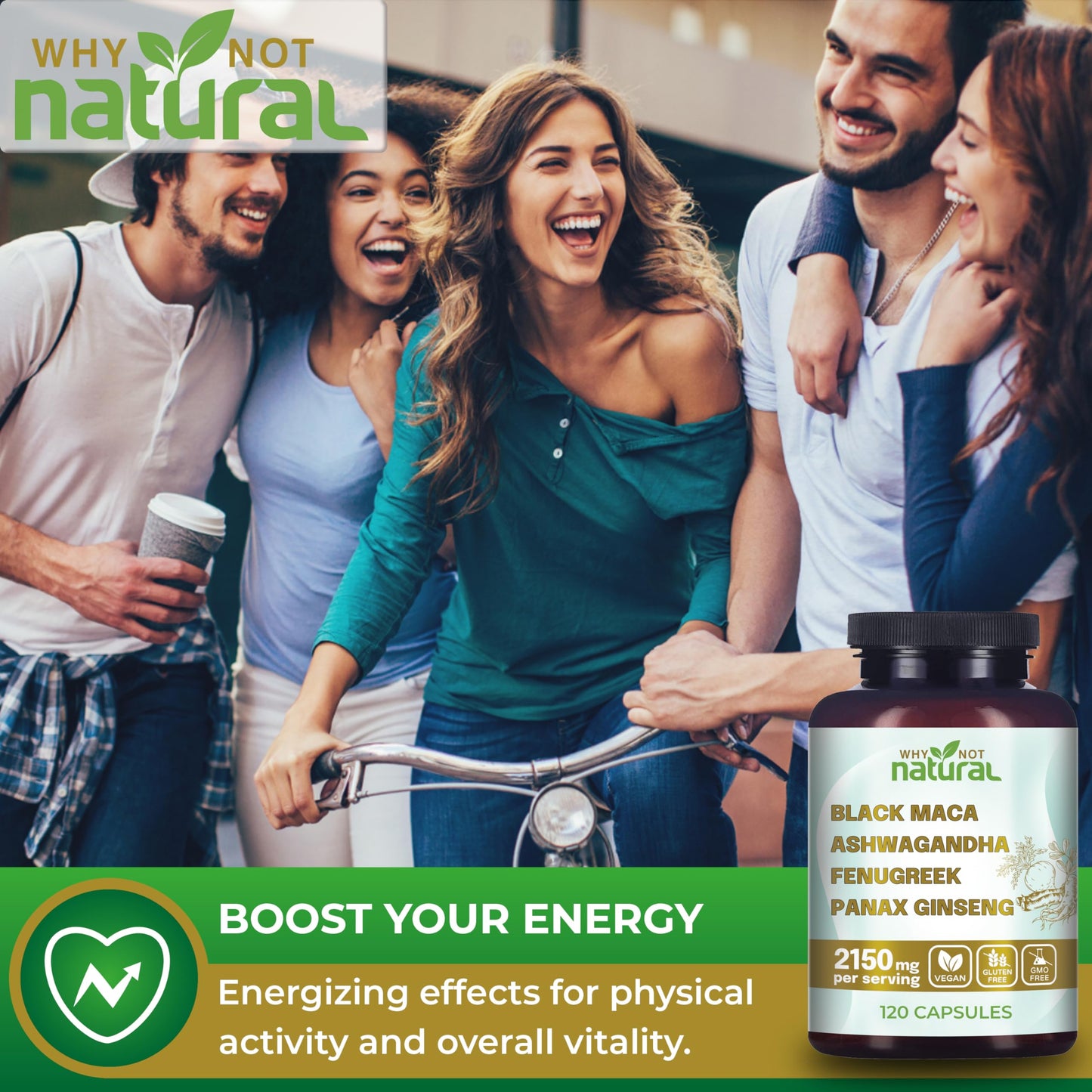 Why Not Natural 4-in-1 Organic Black Maca Root, Ashwagandha, Fenugreek, Panax Ginseng Capsules, Supplement for Men and Women (120 Count (Pack of 1) Why Not NaturalBuy Supplements Australia