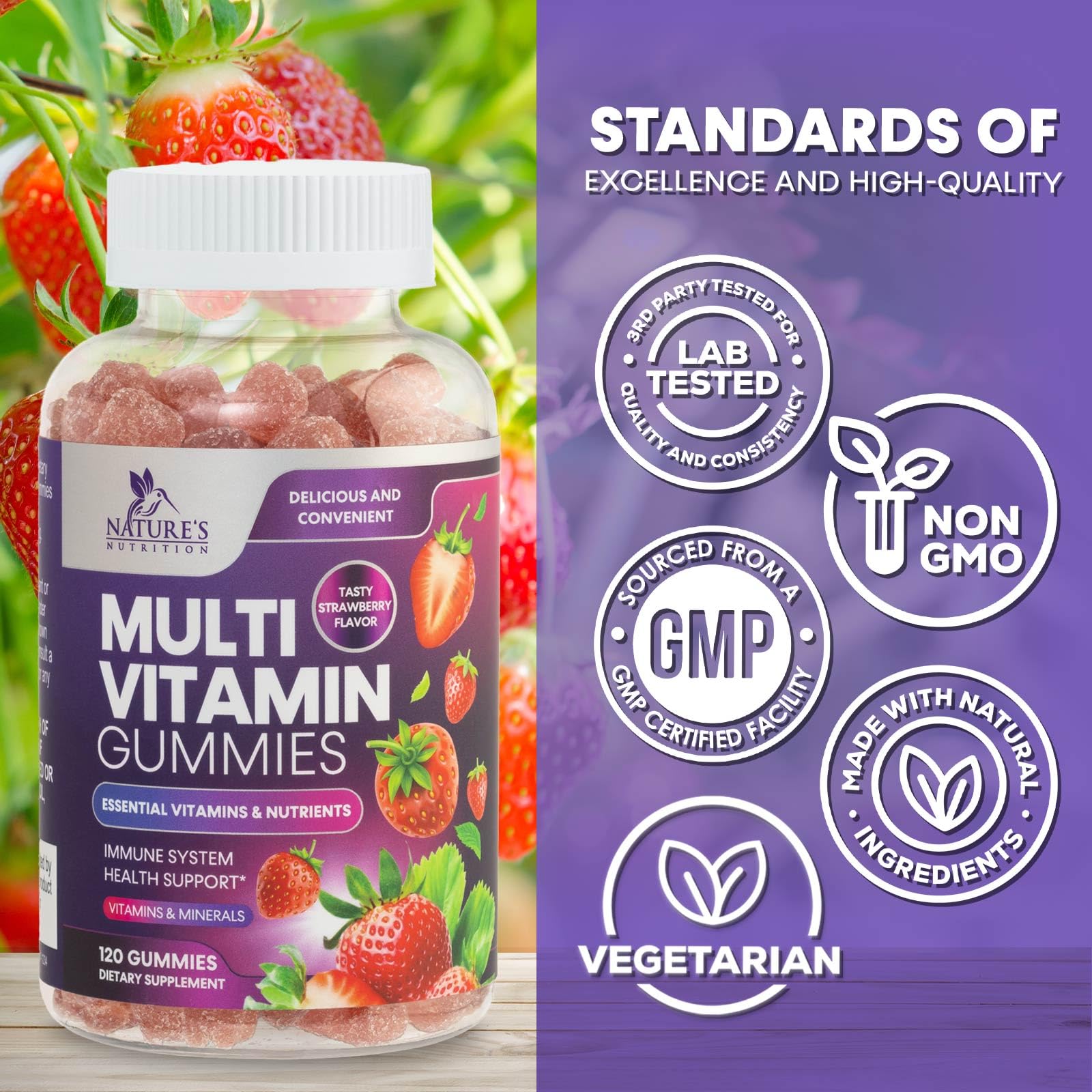 Multivitamin Gummies for Adults - Daily Adult Multivitamins Gummy with Vitamins A, C, D, B12 for Women & Men Nature's NutritionBuy Supplements Australia