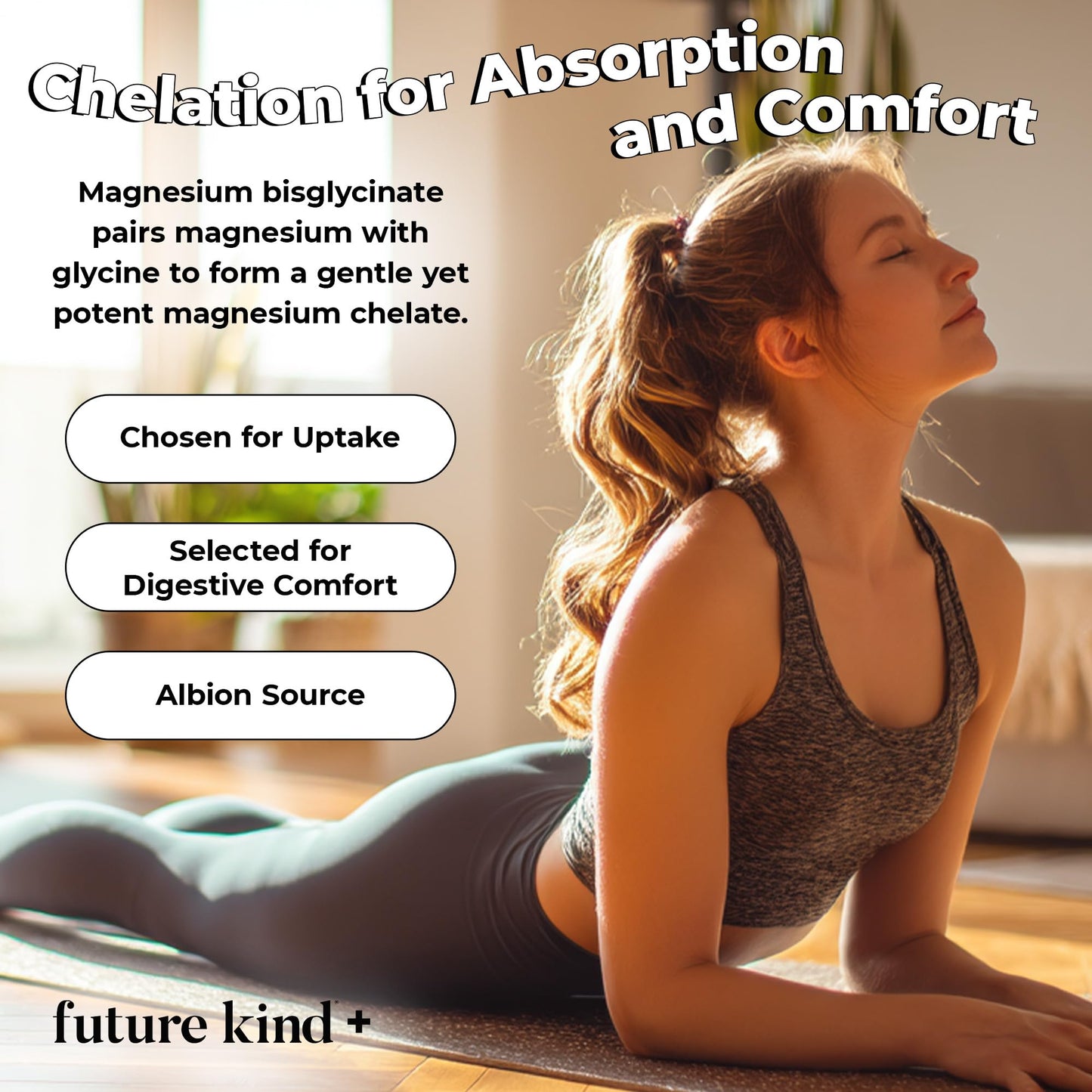 Future Kind Magnesium Glycinate, Supports Muscle and Nerve Function, High Absorption Chelated Magnesium Supplement, Nightly Calm, Energy & Metabolism, Highly Bioavailable & Potent - 30 Vegan Capsules Future KindBuy Supplements Australia