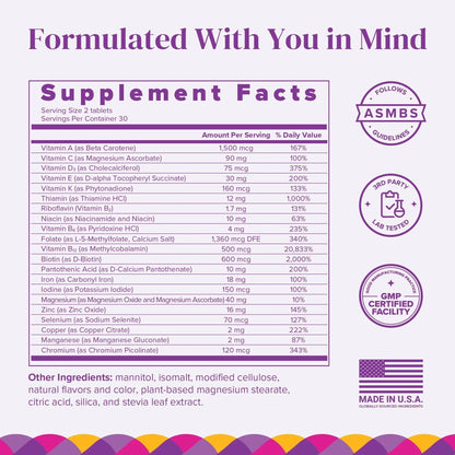 BariMelts Bariatric Multivitamin with Iron, 60 Fast-Dissolving Tablets (1-Month Supply), Sugar-Free Bariatric Vitamins for Women, Natural Fruit Flavor BariMelts