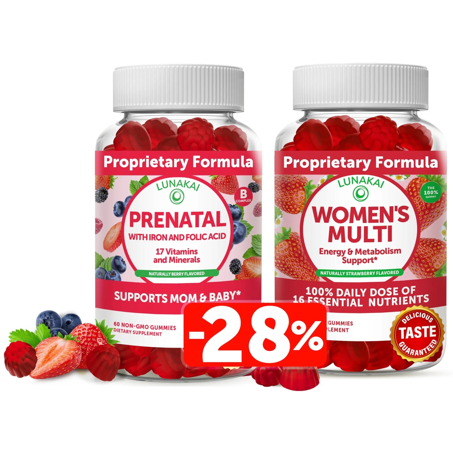Lunakai Prenatal Vitamin and Women's Multivitamin Gummies Bundle - Pregnancy Multivitamin Gummy with Iron & Folic Acid LunakaiBuy Supplements Australia