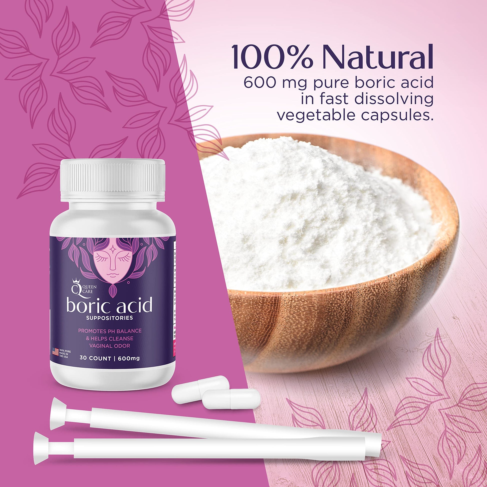 Queen Care - Boric Acid Suppositories & Applicators, Complete Feminine Care, PH Balance for Women Queen CareBuy Supplements Australia