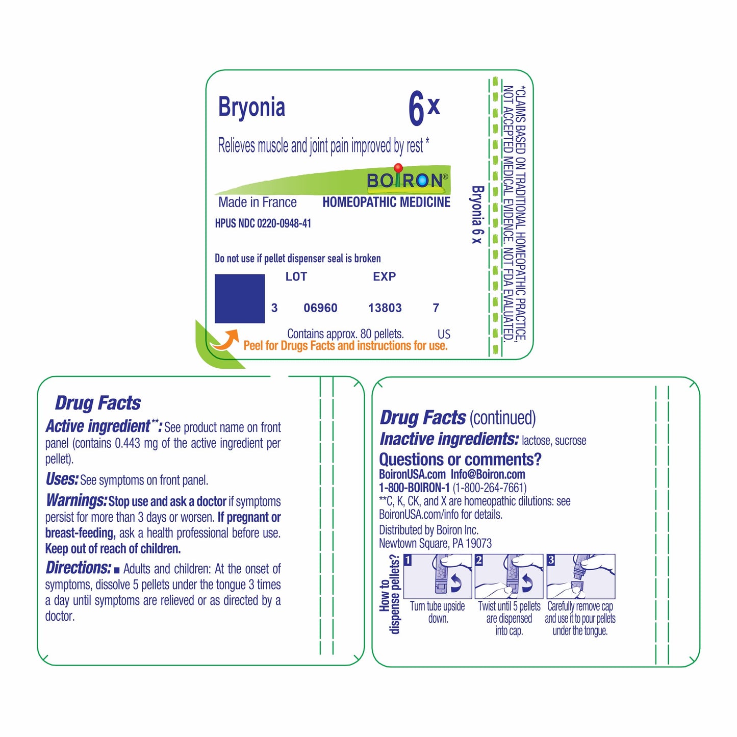 Boiron Bryonia 6X Homeopathic Medicine for Muscle & Joint Pain - 80 Pellets BoironBuy Supplements Australia