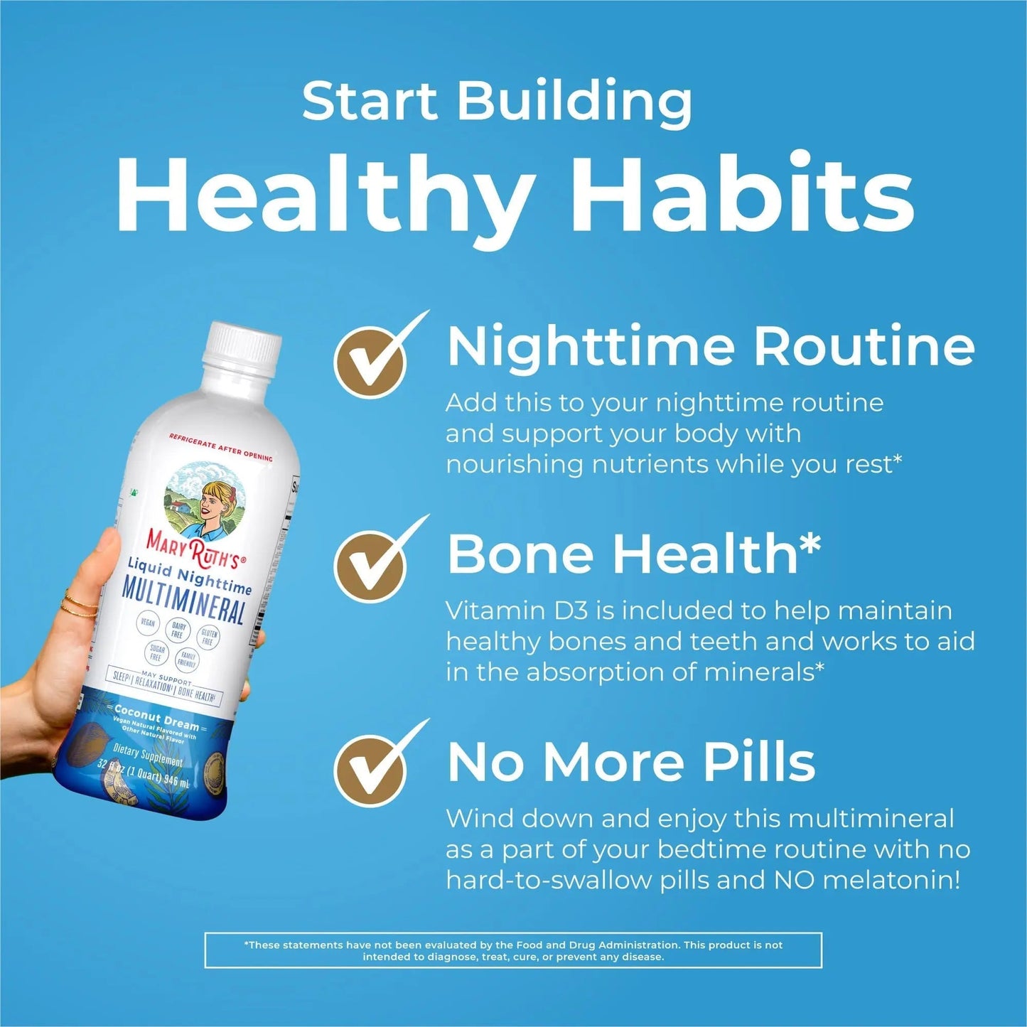MaryRuth's Multivitamin Gummies for Women (Cherry & Raspberry) & Liquid Nighttime Multimineral Coconut (32oz) | Clean Label Project Verified MARYRUTH'S