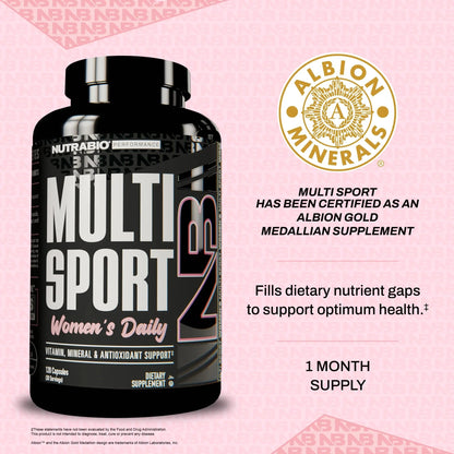 NutraBio Multisport for Women - Womens MultiVitamin - 33 Vitamins, Minerals, Micronutrients - Rich in Antioxidants NutraBio