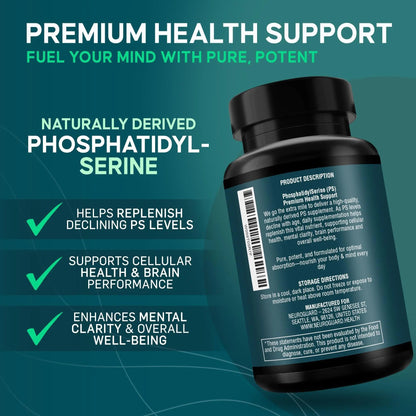 Phosphatidylserine Supplement – Premium Nootropic for Brain Health, Memory, Focus & Stress Support – 300mg Sunflower Lecithin NeuroGuardBuy Supplements Australia