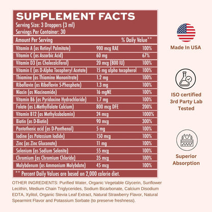 Vitaminally Liposomal Men's 50+ Liquid Multivitamin Drops | Non-GMO | Sugar Free | Gluten Free | 30 Day Supply | 3 FL Oz | Vitaminally