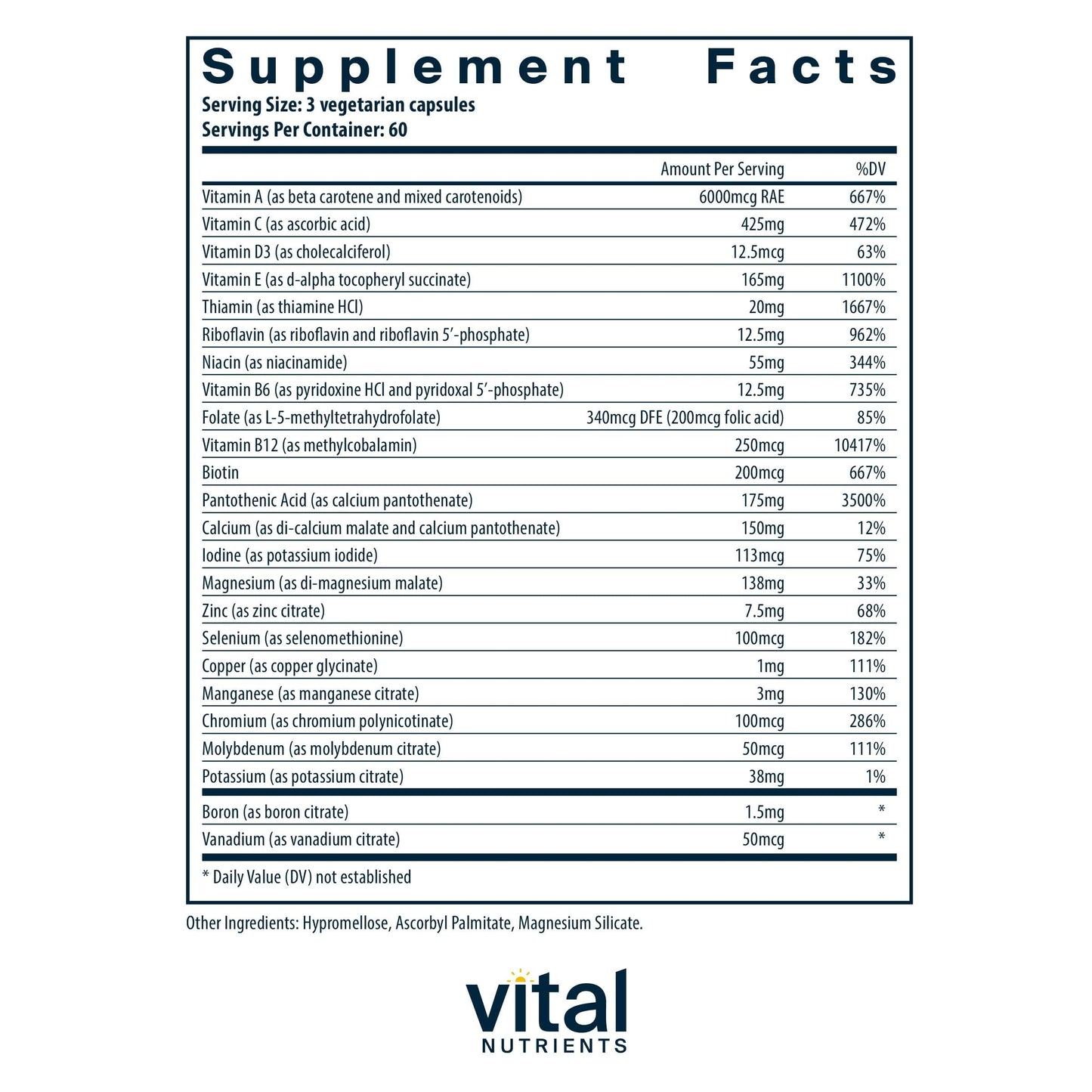 Vital Nutrients - Multi-Nutrients 2 - Citrate/Malate Formula (with Copper and Without Iron) - Multi-Vitamin/Mineral, Potent Antioxidants, Gentle Bioavailable Form - 180 Vegetarian Capsules per Bottle Vital NutrientsBuy Supplements Australia