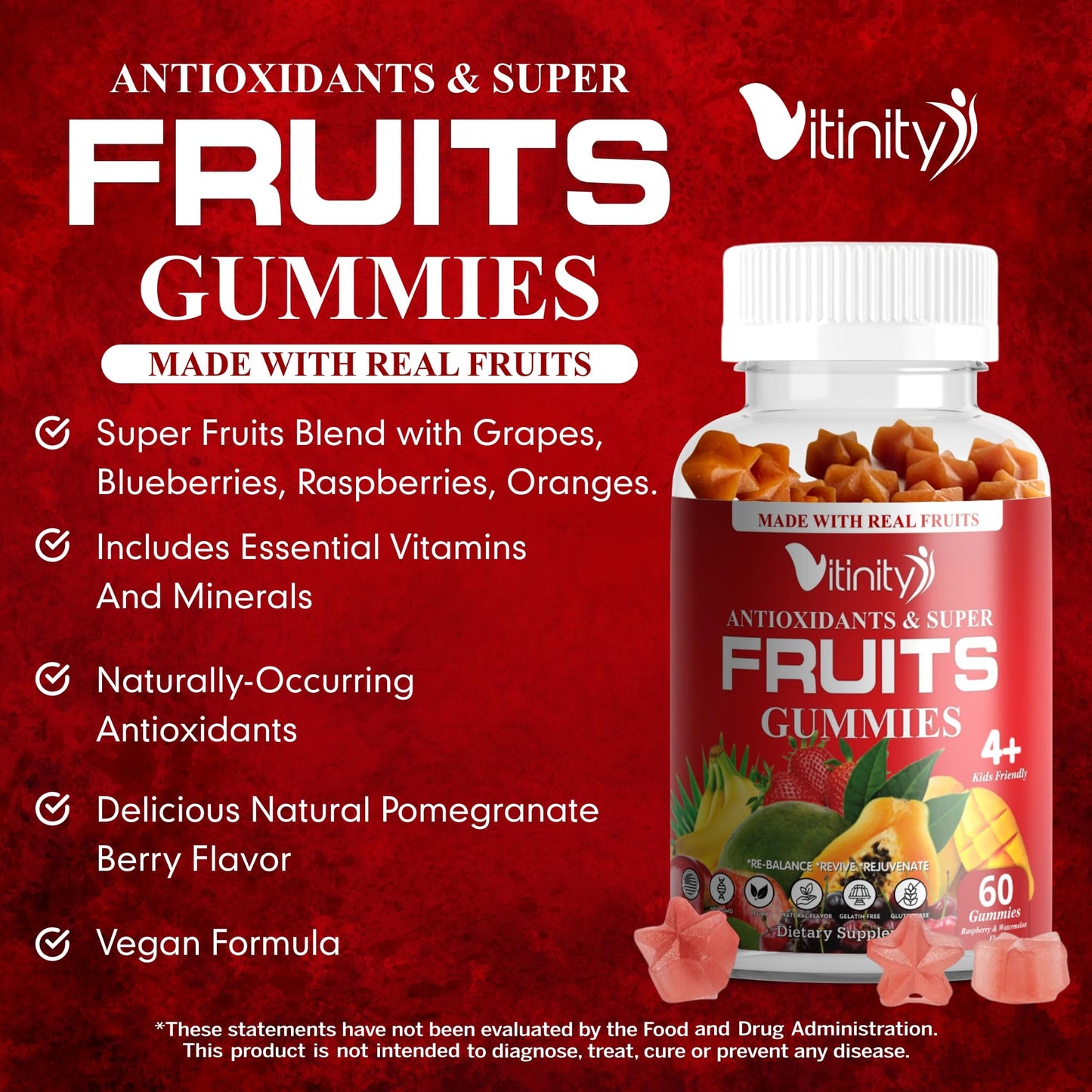 VITINITY Made with Real Super Fruits Delicious Gummy Supplement,Men,Women & Kids VITINITYBuy Supplements Australia