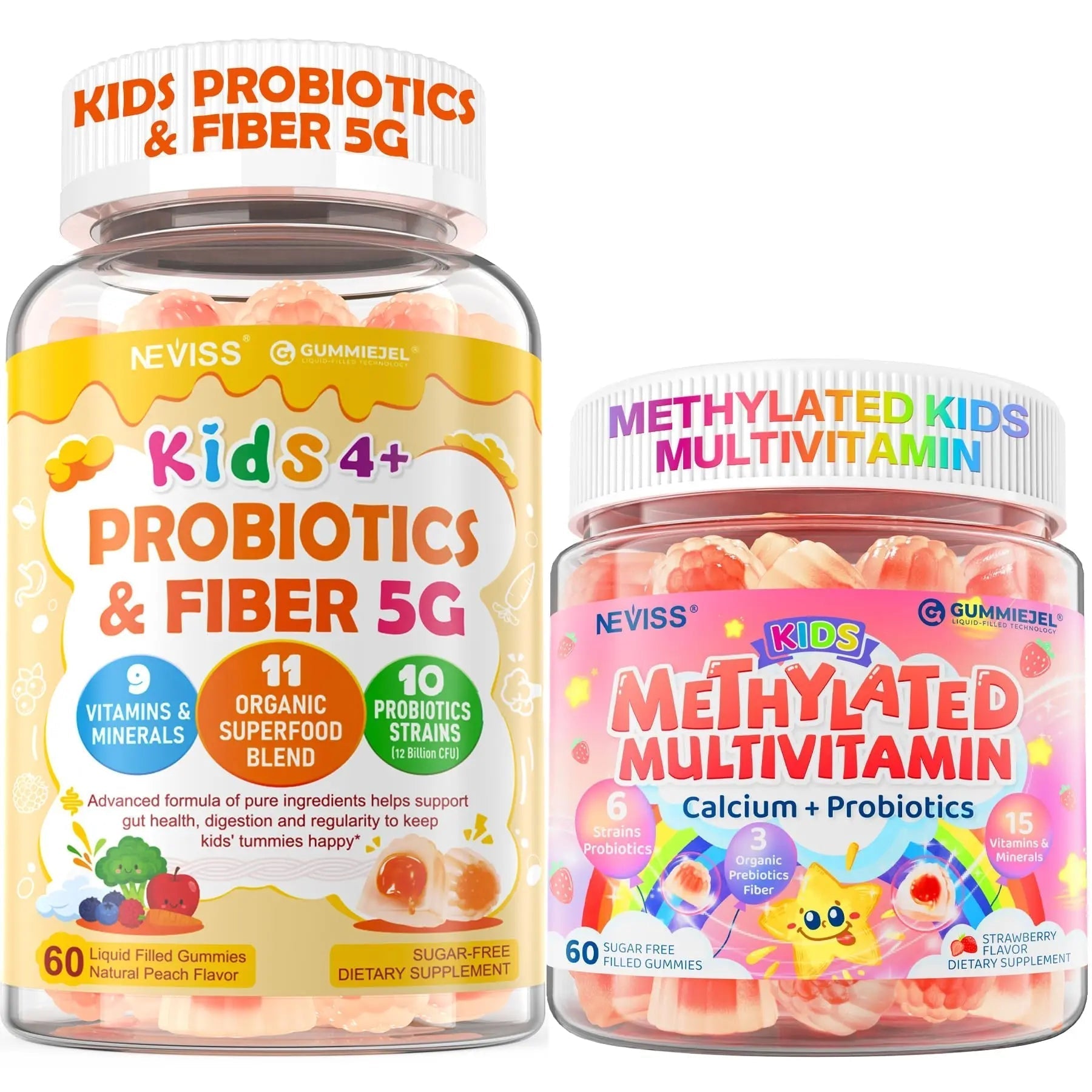 NEVISS Kids Multivitamin Gummies & Probiotics for Kids Teen + Veggie & Fruit Fiber Gummies NEVISSBuy Supplements Australia