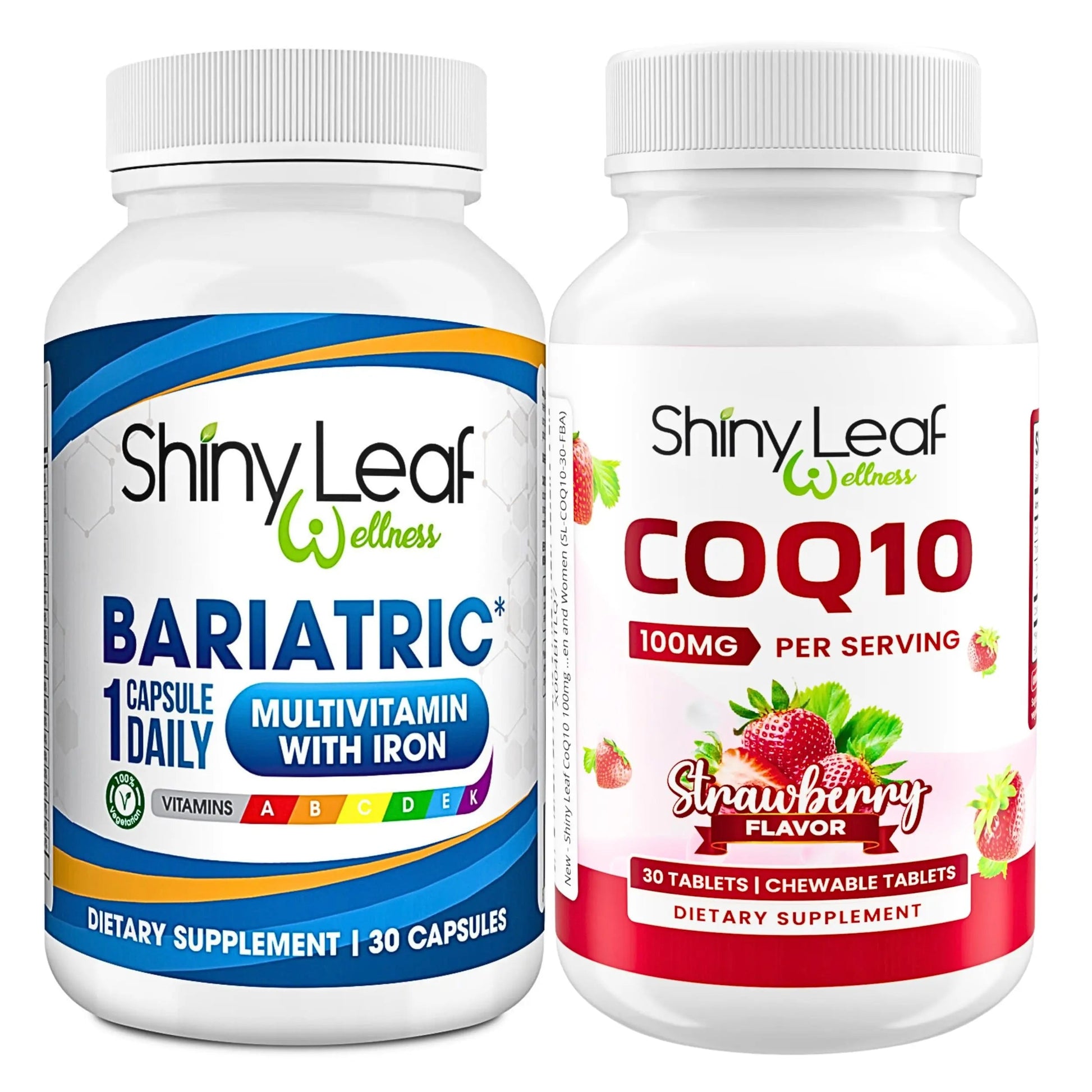 Bariatric Multivitamin with Iron One Capsule Per Day and CoQ10 100mg Supplement for Brain Health and Energy Management Shiny Leaf