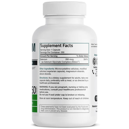Bronson Selenium 200 mcg – Yeast Free Chelated Amino Acid Complex - Essential Trace Mineral with Superior Absorption