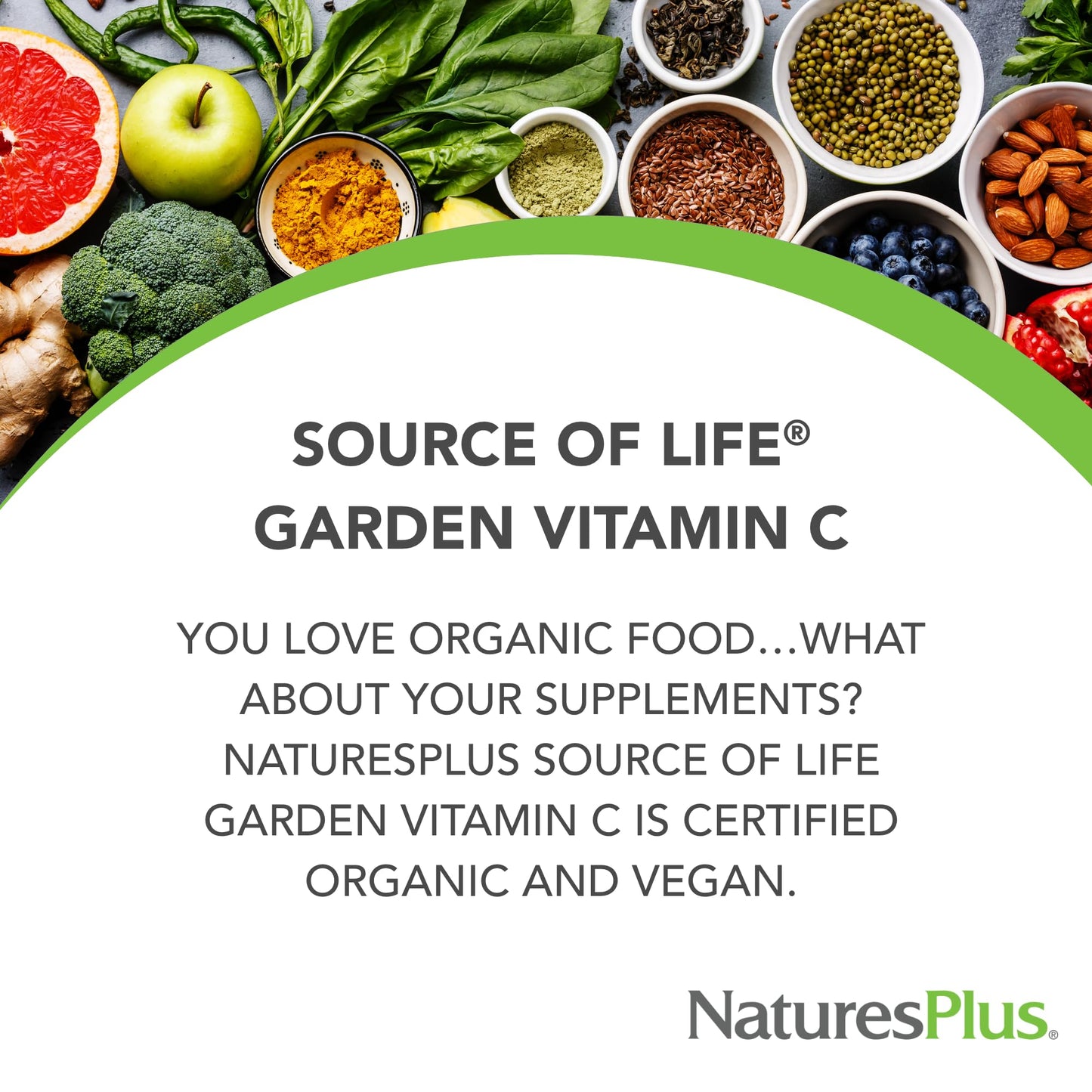 NaturesPlus Source of Life Garden Vitamin C - 60 Capsules - Immune System Support - USDA Certified Organic, Non-GMO, Vegan, Gluten Free - 30 Servings NaturesPlusBuy Supplements Australia