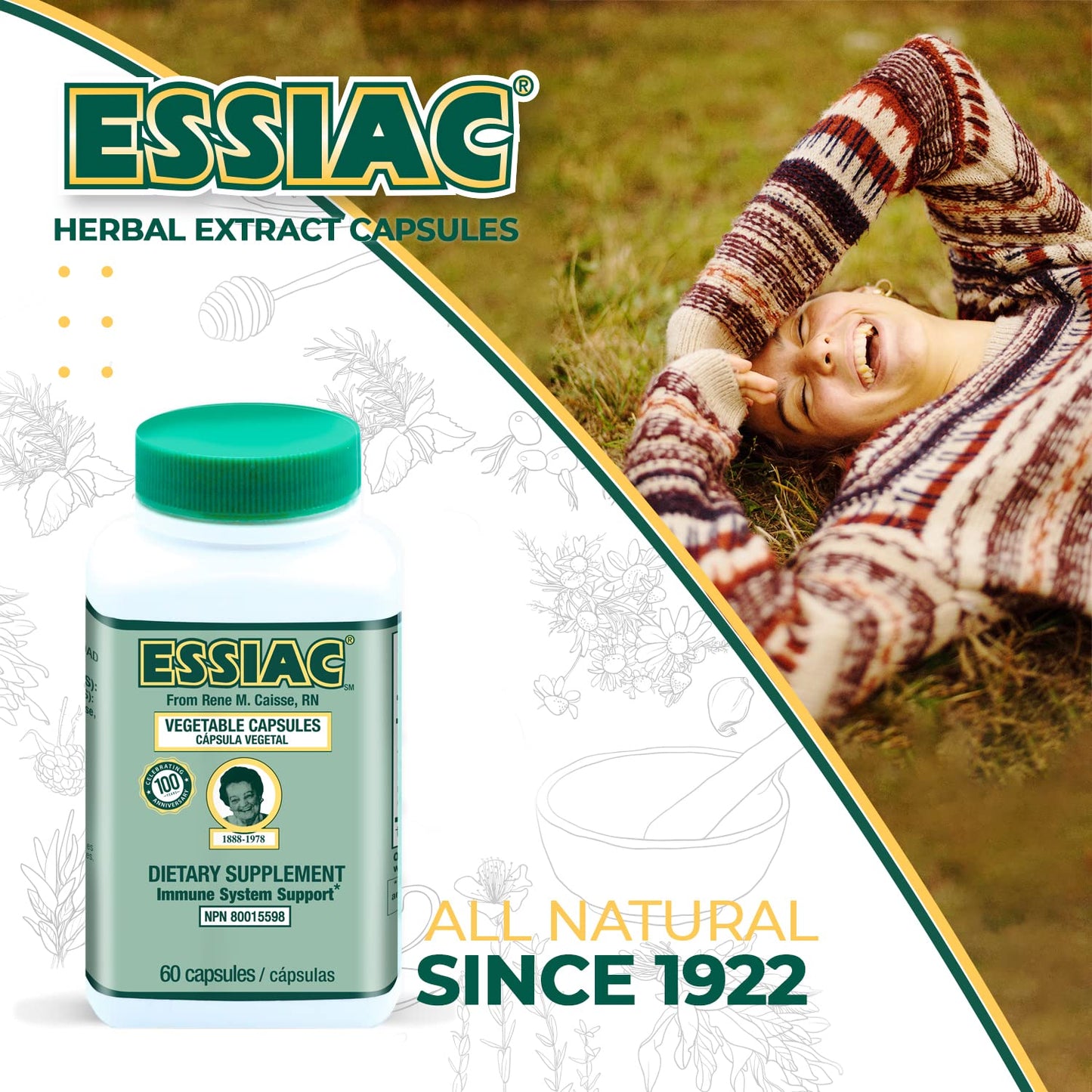 ESSIAC Tea All-Natural Herbal Extract Capsules – 60 Capsules | Powerful Antioxidant Blend to Help Promote Overall Health & Well-Being | Original Formula Since 1922 EssiacBuy Supplements Australia
