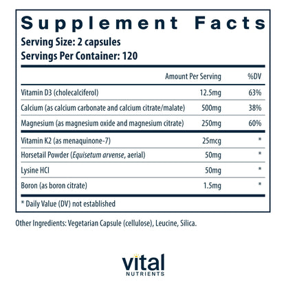 Vital Nutrients Osteo-Nutrients II - Vitamin K2 + D3, Calcium, Boron, and Magnesium for Bone Strength* - Healthy Heart Support - Vegetarian Supplement - Gluten, Dairy, Soy Free - 240 Capsules Vital NutrientsBuy Supplements Australia