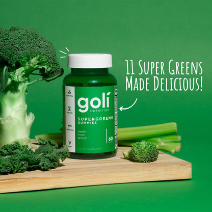 Goli Supergreens Gummies with Probiotics - Artichoke Leaf Extract, Spirulina, Kale, Vitamins A, B6, B12 - Vegan, Gluten-Free, Non-GMO GoliBuy Supplements Australia
