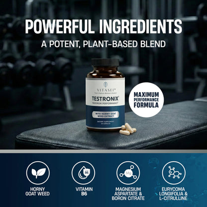 VITASEI Testronix Performance Supplement for Men - Energy and Muscle Supplements for Mens Health - 60 Capsules (Pack of 2) VITASEIBuy Supplements Australia
